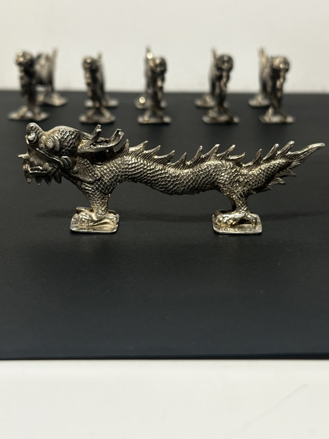 Silver set of decorative dragons - 6
