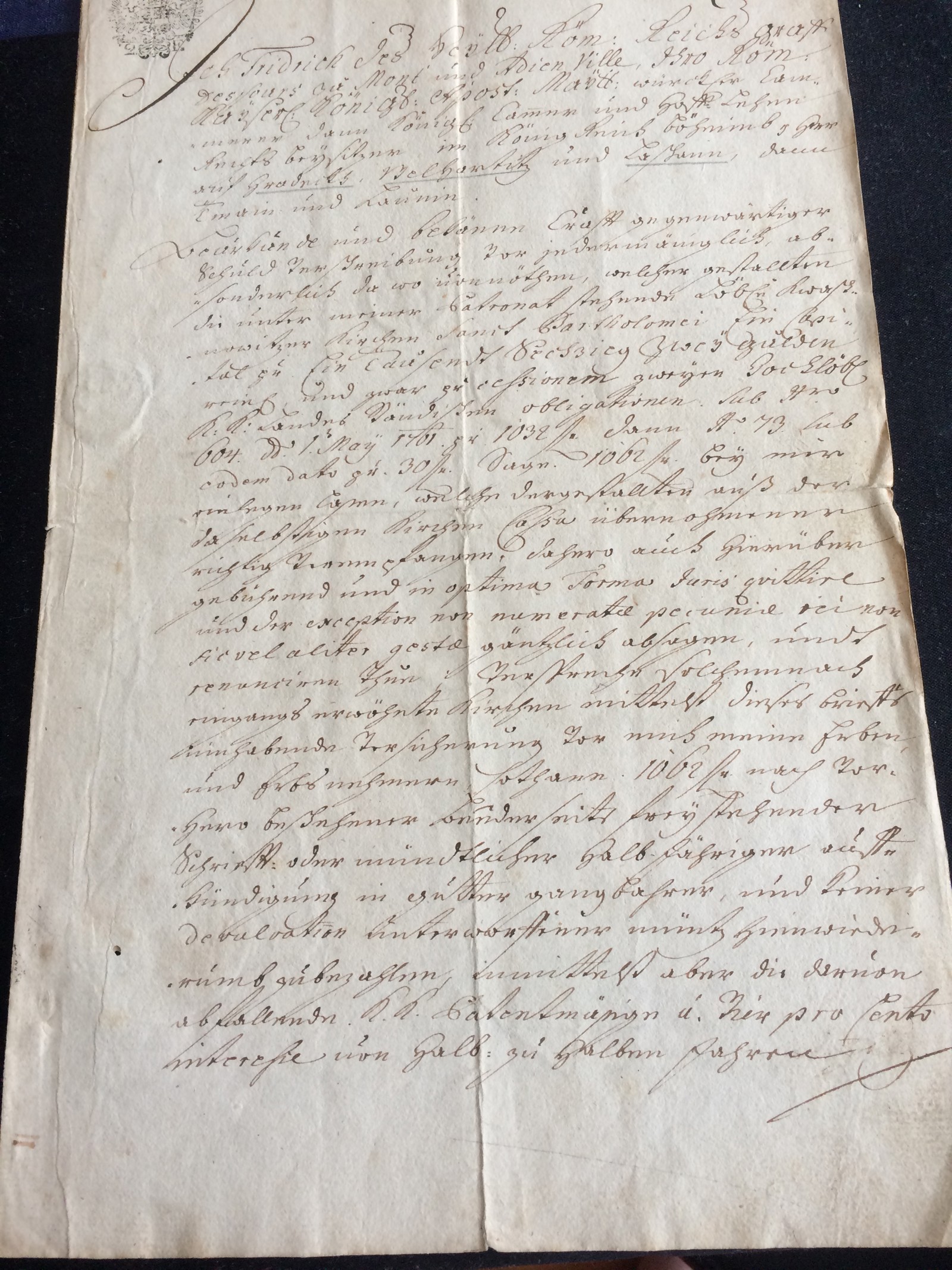 Austrian Habsburg Fiscal Bond / Debt Obligation – 1775