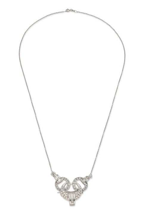 Women's white gold necklace with diamonds - 2