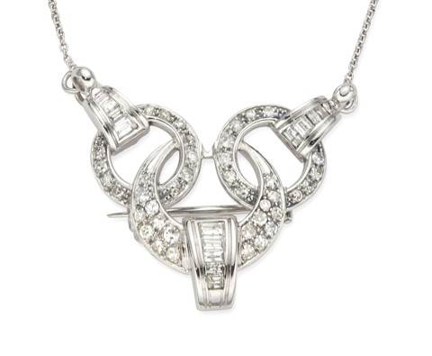 Women's white gold necklace with diamonds - 8
