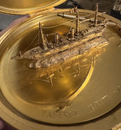 Modern Faberge egg with tsar's yacht - 2