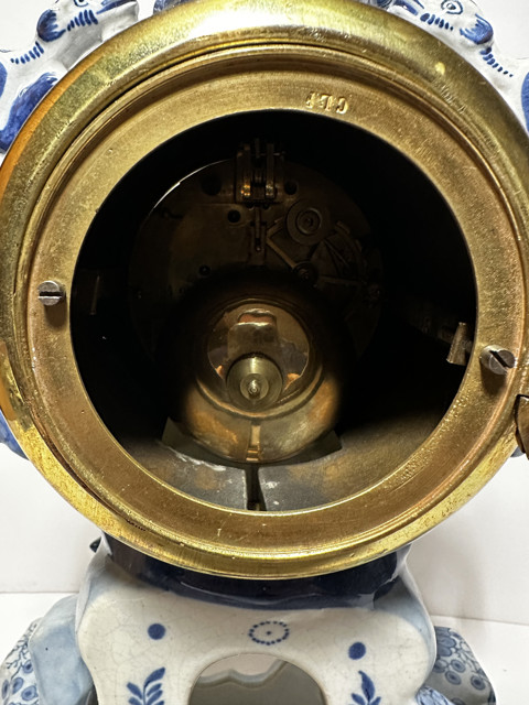 Three-Piece Delft Blue Porcelain Clock Garniture - 7